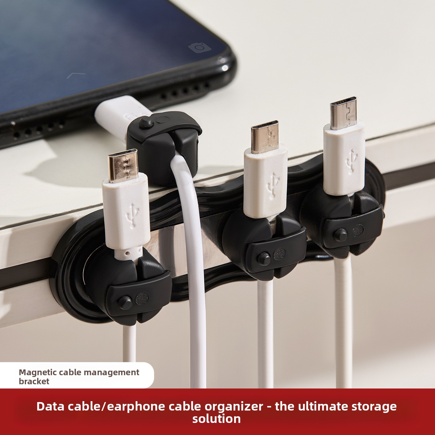 Cable Organizer Magnetic - Magnetic Self-adhesive Cable Organizer No Drill